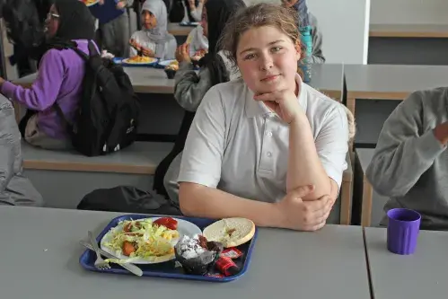 Pupil enjoying the C meal